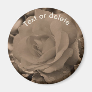Vintage Sepia-Rosen-Blume Personalisiert Magnet