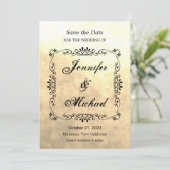 Vintage Sepia Save the Date Hochzeit (Stehend Vorderseite)