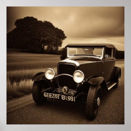 Vintage Sepia Scene 1930s car 2 Poster (Vorne)