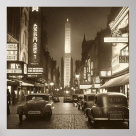 Vintage Sepia Szene 1930er Auto Fantasy 2 Poster