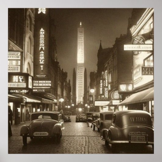 Vintage Sepia Szene 1930er Auto Fantasy 2 Poster (Vorne)