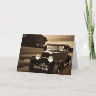 Vintage Sepia-Szene 1930er Jahre Auto Dankeskarte