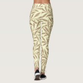 Vintage Sepia Tan Willow Blätter Botanisch Leggings (Rückseite)