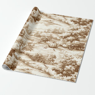 Vintage-Sepia-Thanksgiving-Kürbis-Toile-Muster Geschenkpapier