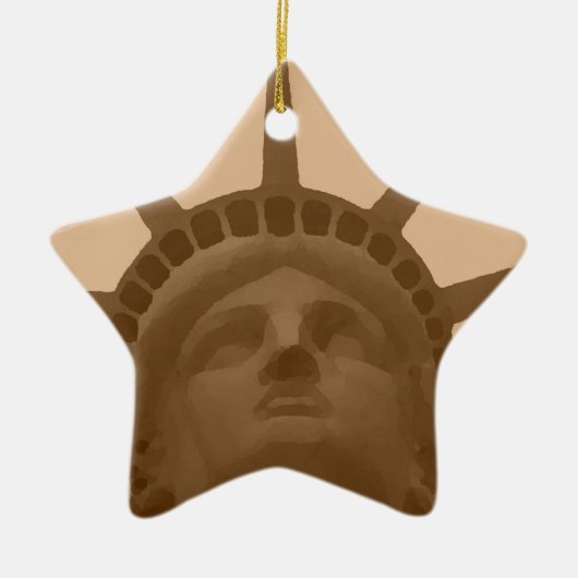 Vintage Sepia Tone Freiheitsstatue Keramikornament (Vorne)