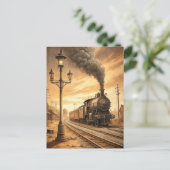 Vintage Sepia Train Historic Railroad Travel Postkarte (Stehend Vorderseite)