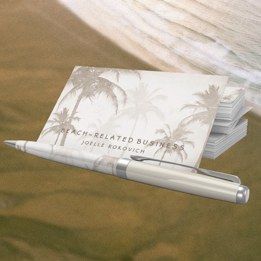 Vintage Sepia Tropical Palm Trebs Birds Visitenkarte