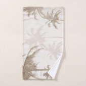 Vintage Sepia Tropical Palms Birds Badhandtuch Set (Handtuch)
