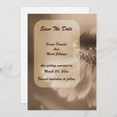Vintage Sepia Zinnia Blume Hochzeit Save The Date (Vorne/Hinten)