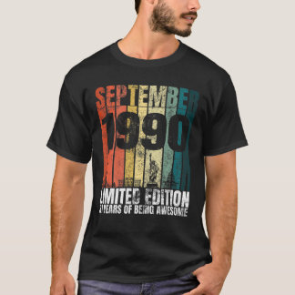 Vintage September 1990 Geburtstags-Grafik 31 Jahre T-Shirt