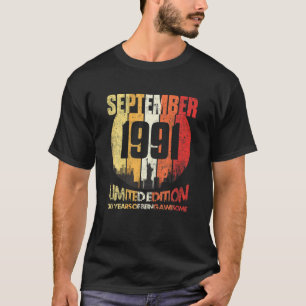 Vintage September 1991 Lustiger 30. Geburtstag 30 T-Shirt