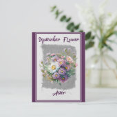 Vintage September Blume Aster Floral Postkarte (Stehend Vorderseite)