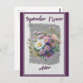 Vintage September Blume Aster Floral Postkarte (Vorne/Hinten)