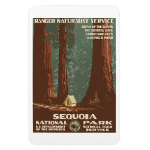 Vintage Sequoia Park CA, Touristen-Reiseplakat, Magnet