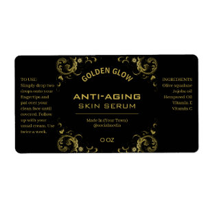 Vintage Serumschilder aus Schwarz und Gold