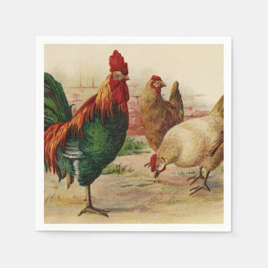Vintage Servietten und Hühner (Vorderseite)