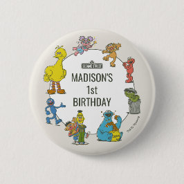 Vintage Sesame Street Characters Birthday Button
