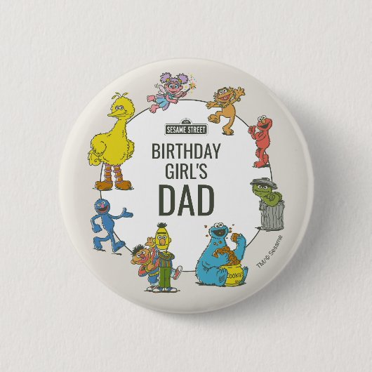Vintage Sesame Street Characters Birthday Button (Vorderseite)