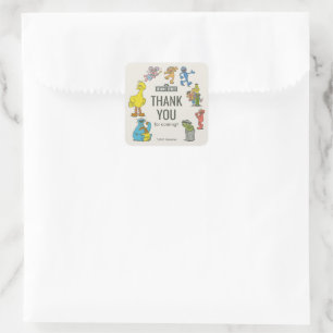 Vintage-Sesame-Street-Charaktere-Geburtstags-Quadr Quadratischer Aufkleber