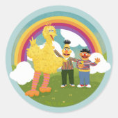 Vintage Sesame Street Friends Rainbow Runder Aufkleber (Vorderseite)