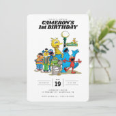 Vintage Sesamstraße 1. Geburtstag Einladung (Stehend Vorderseite)