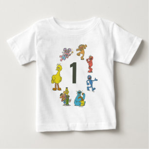 Vintage Sesamstraße Charaktere Geburtstags-Baby-T- Baby T-shirt