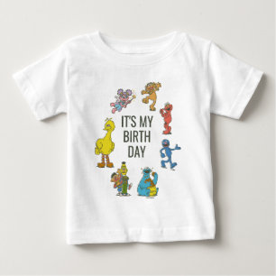 Vintage-Sesamstraße-Charaktere Geburtstags-Baby-T- Baby T-shirt