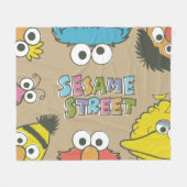 Vintage Sesamstraße Freunde Fleecedecke (Vorderseite (Horizontal))