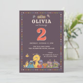 Vintage Sesamstraße Geburtstag Einladung (Stehend Vorderseite)