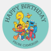 Vintage Sesamstraße | Happy Birthday Gift Tag Runder Aufkleber (Vorderseite)