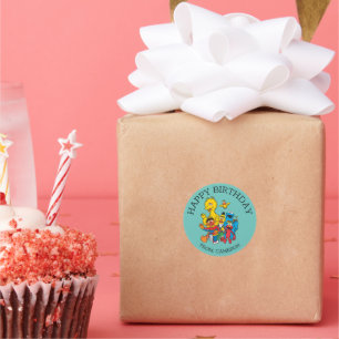 Vintage Sesamstraße Happy Birthday Gift Tag Runder Aufkleber