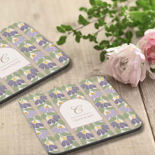 Vintage-Set Untersetzer Botanisch mit Monogramm