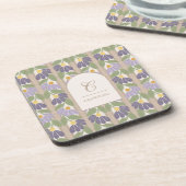 Vintage-Set Untersetzer Botanisch mit Monogramm (Linke Seite)