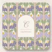 Vintage-Set Untersetzer Botanisch mit Monogramm (Vorderseite)