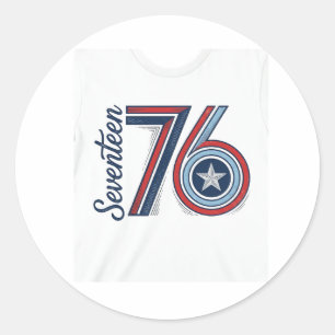 Vintage Seventeen 76 Patriotisches Vektor-Shirt-De Runder Aufkleber