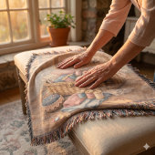 Vintage Sewing Basket Cottagecore Pastel Decke