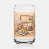 Vintage Sewing Basket Cottagecore Pastel Dosenglas (Vorderseite)