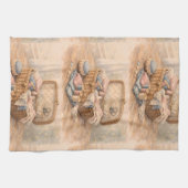 Vintage Sewing Basket Cottagecore Pastel Geschirrtuch (Horizontal)