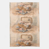 Vintage Sewing Basket Cottagecore Pastel Geschirrtuch (Vertikal)