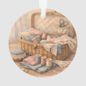  Vintage Sewing Basket Cottagecore Pastel Ornament (Rückseite)