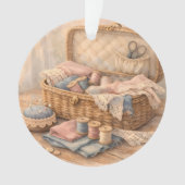  Vintage Sewing Basket Cottagecore Pastel Ornament (Vorderseite)