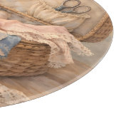 Vintage Sewing Basket Cottagecore Pastel Schneidebrett (Ecke)