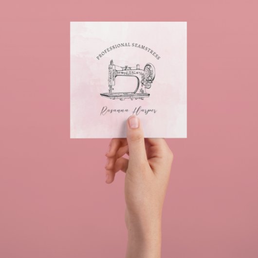 Vintage Sewing Machine Clothing Alterations Quadratische Visitenkarte