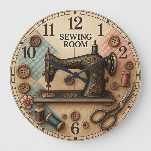 Vintage sewing machine große wanduhr (Vorderseite)