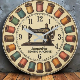Vintage Sewing Machine Große Wanduhr
