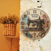 Vintage sewing machine große wanduhr