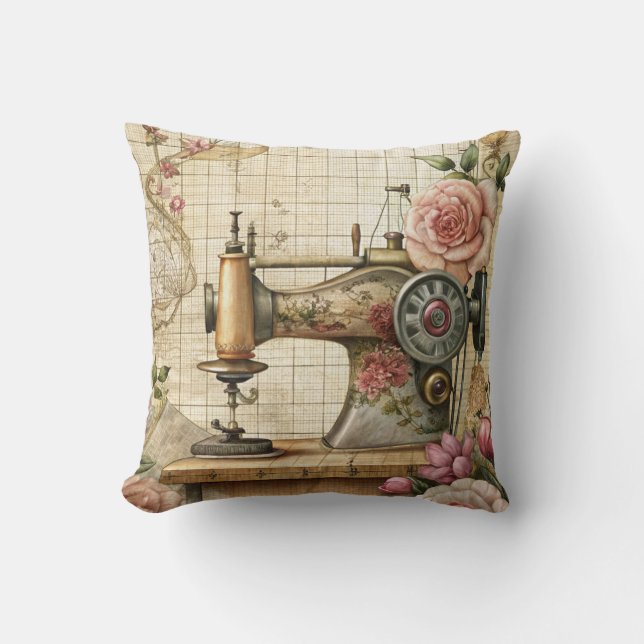 Vintage Sewing Machine Kissen (Vorderseite)