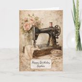 Vintage Sewing Machine Roses Karte (Vorderseite)