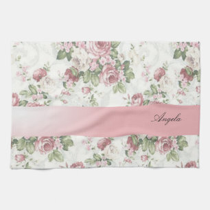 Vintage Shabby Chic Blumen - Personalisiert Handtuch