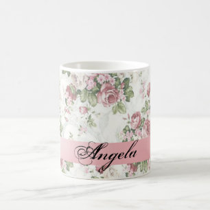 Vintage Shabby Chic Blumen - Personalisiert Kaffeetasse